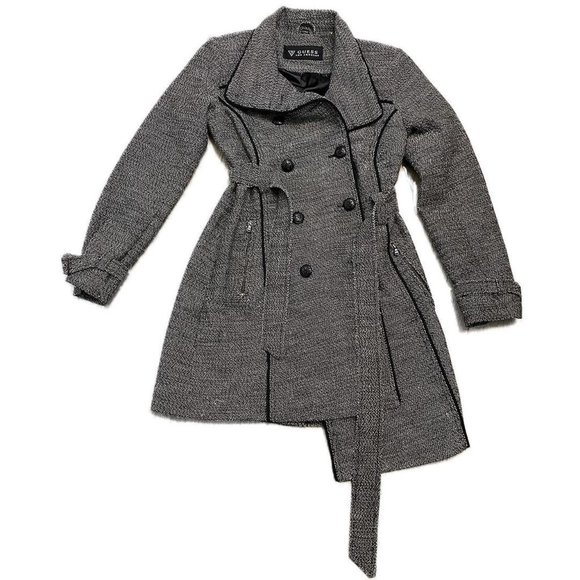 Guess Jackets & Blazers - GUESS Los Angeles Designer Knit Trench Pea Coat With Belt - Womens Small